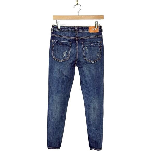 ZARA‎ Z1975 MID-RISE SKINNY RIPPED JEANS BLUE | 8228/226 - Picture 3 of 8